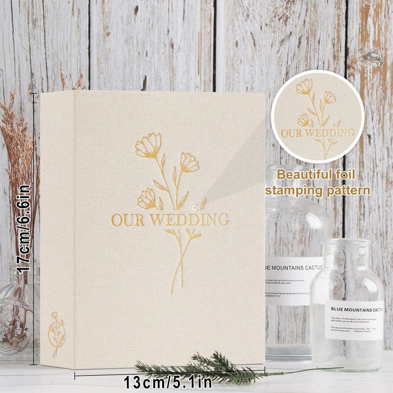 Lanpn Wedding Photo Album 4x6 2 Packs, Each Pack holds 50 Pictures, Slip in Pockets Mini Linen Top Loading Wedding Photo Albums for Portrait Only 4x6 Picture (Flower, Beige) - Image 2